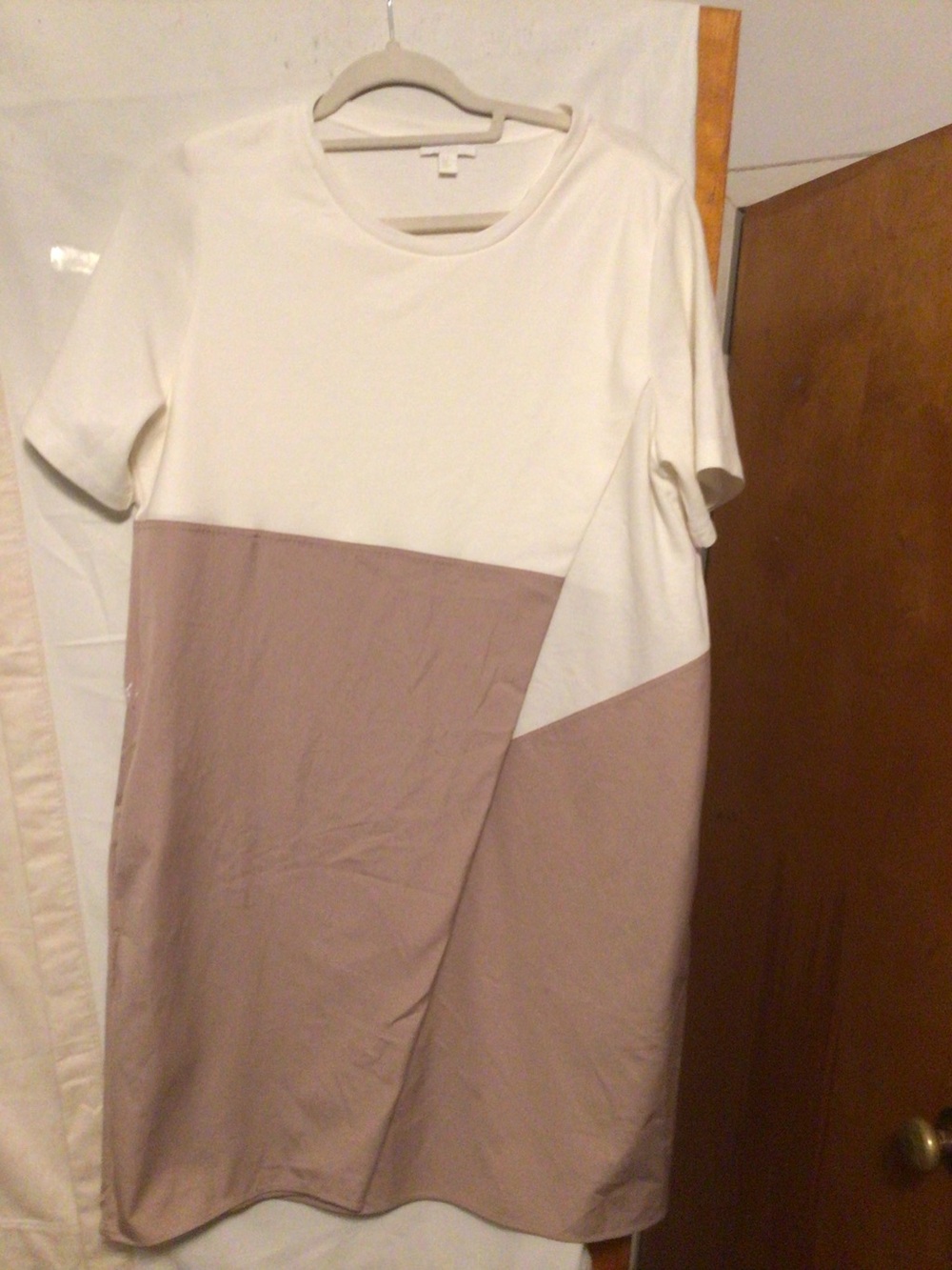 COS block print with contrast color modest business casual  dress SZ M